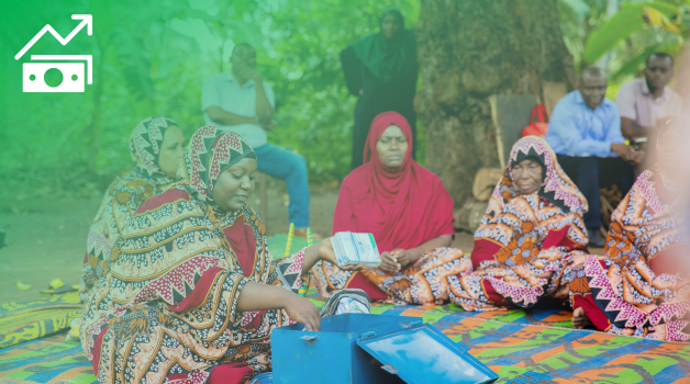 Outcome 2: Income, decent work and economic autonomy. A woman farmer shows what she caries in her saving box. 