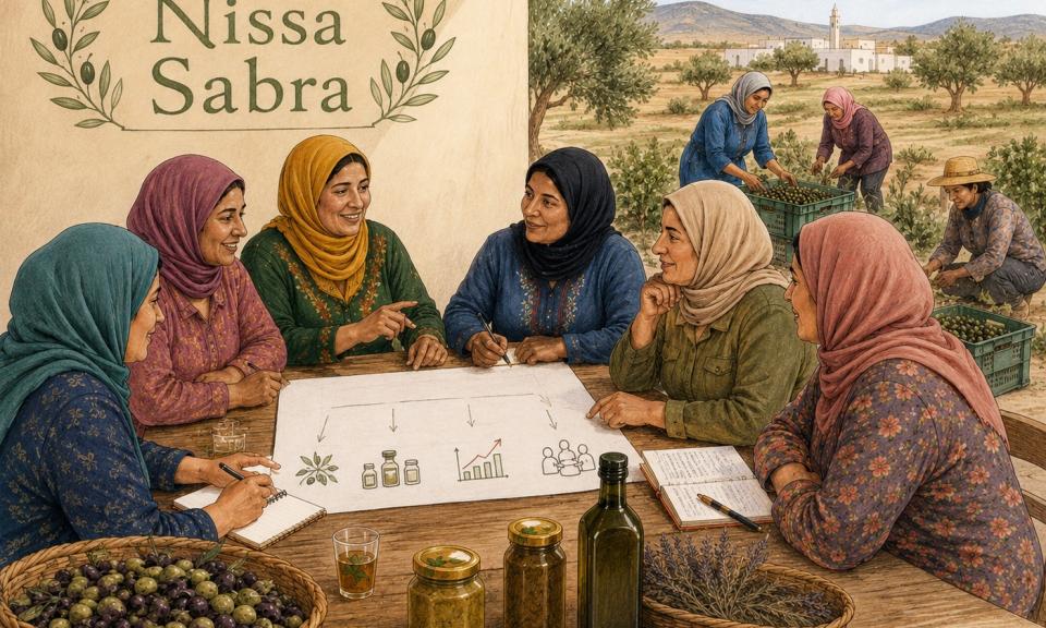 AI generated image featuring women discussing agricultural production