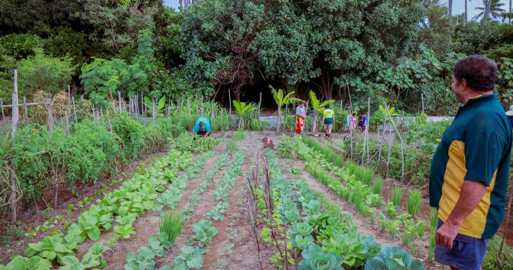 Vai Mafi during the Climate smart agriculture training on the OP site. Photo: Morgan P